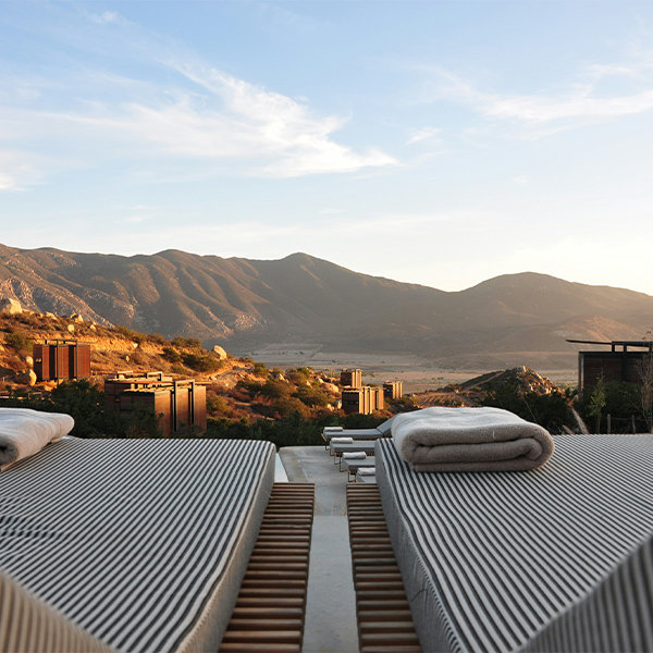 image from a hotel deck overlooking a bay in Mexico